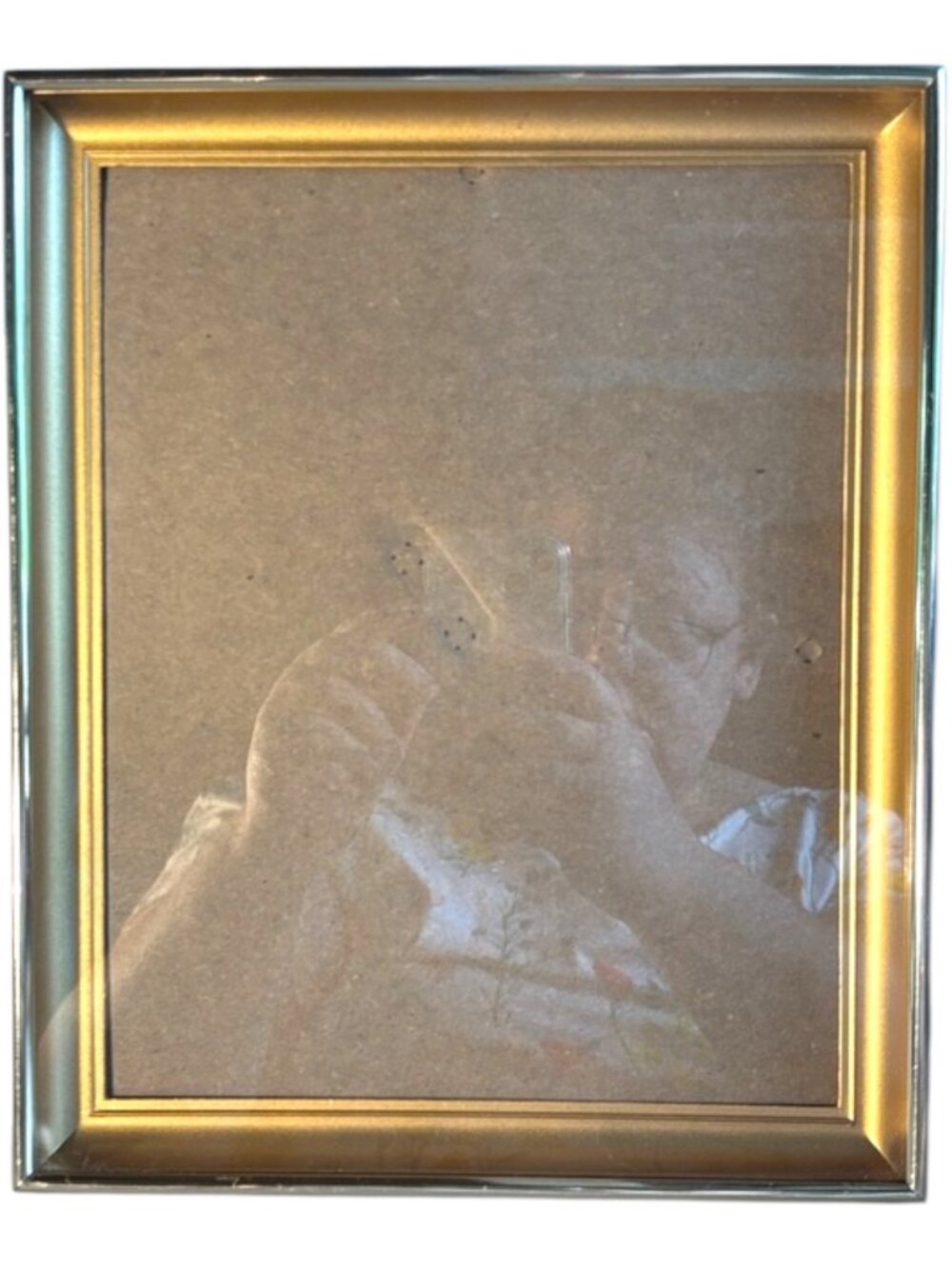 Vintage Intercraft Gold Metallic 9x11 Picture Frame Fits 8x11 Photo